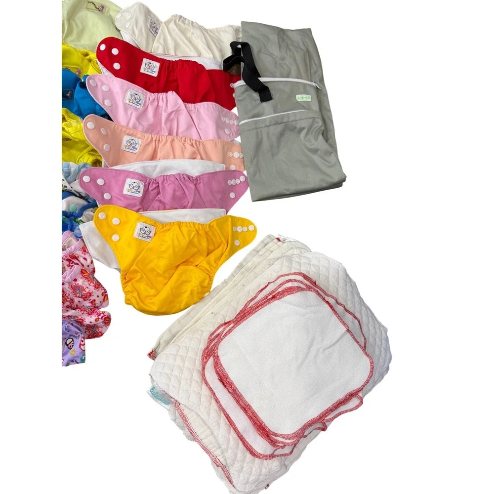 Cloth Diaper Lot AppleCheeks Thirsties Rumparooz UBBCARE Wet Bag Inserts Wipes